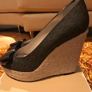 Michael Kors Brown Signature Wedge Shoes (NIB)